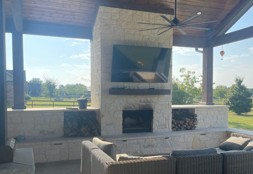 Outdoor Living Space Fireplace Designs College Station, TX