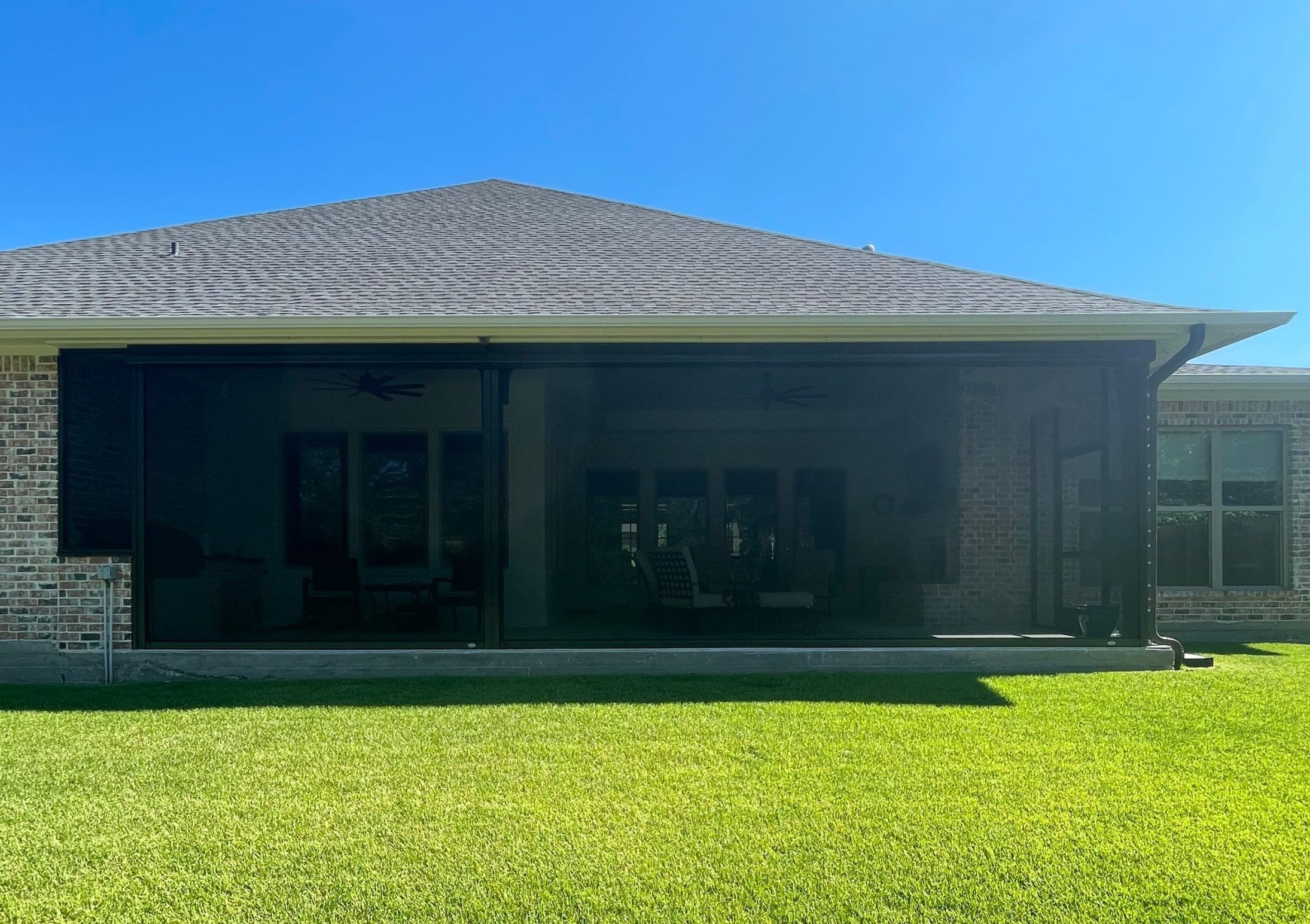 A screened porch with fireplace design for all seasons tx | h3 outdoor design & construction | h3 outdoor design & construction a Custom Screened Porch Design with a Fireplace and Outdoor Kitchen