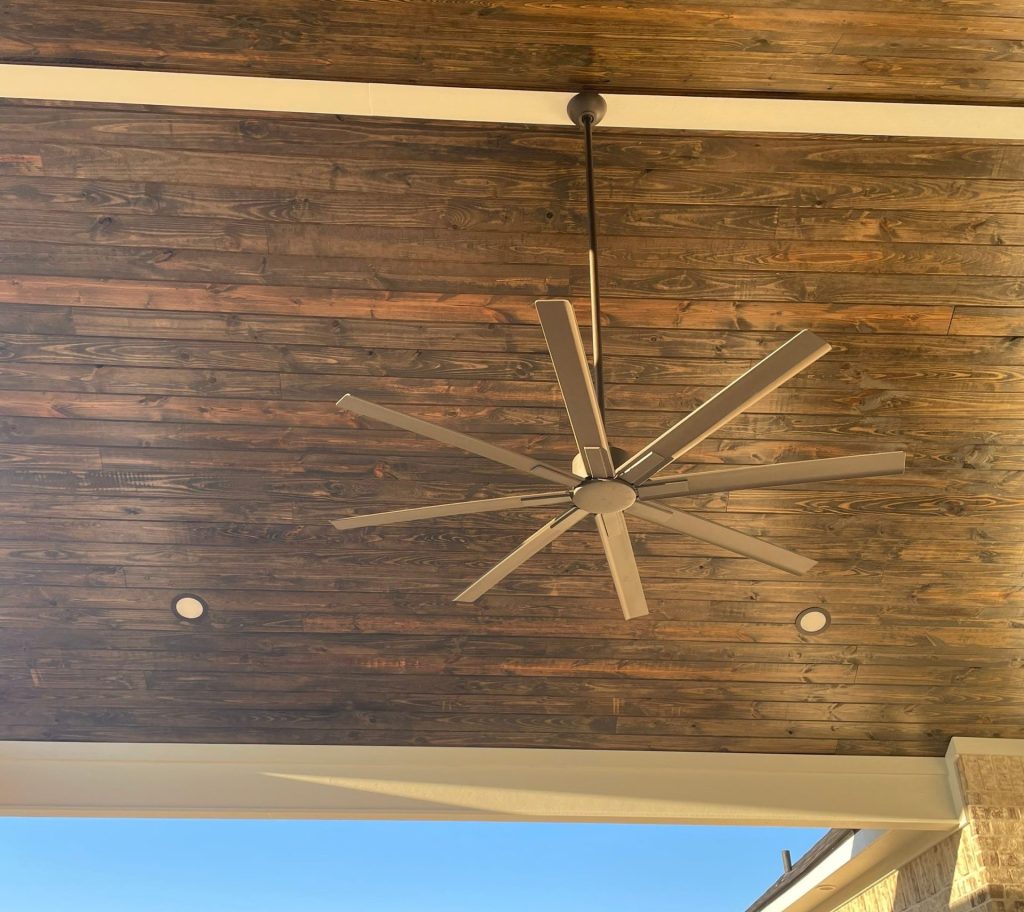 custom patio extension with fan installed in college station