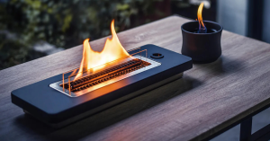 Tabletop Firepit with Clean Flames, Adding Warmth and Ambiance to Outdoor Dining or Patio Spaces